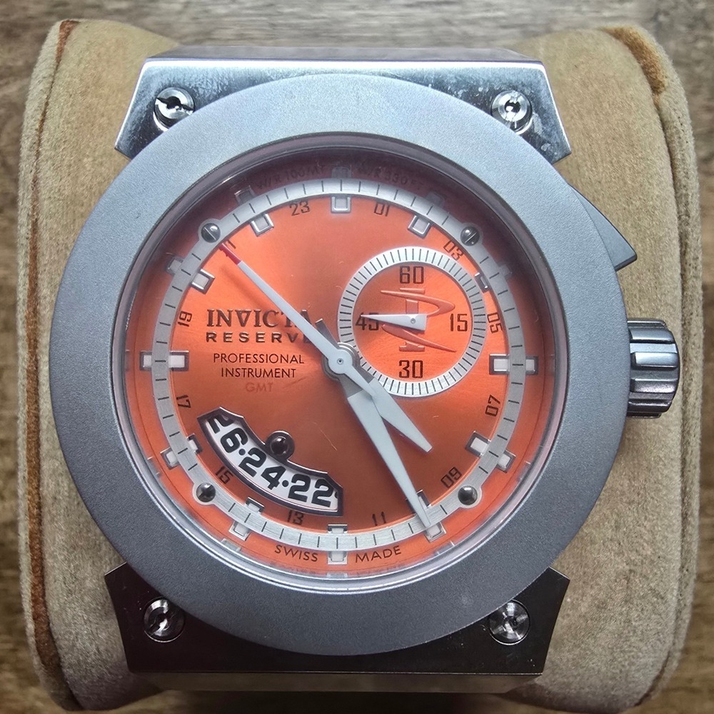 Invicta Reserve Akula Russian 1959 Diver GMT Orange Dial Watch 6449 Mens